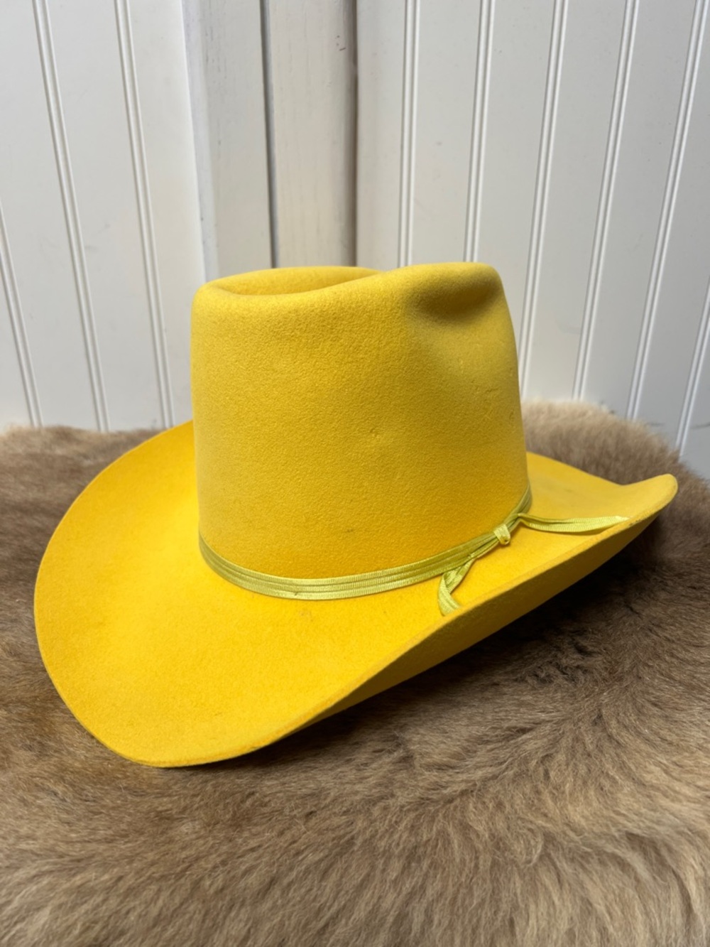 70s Vintage American Hat Yellow Western Cowboy Hat 6 3/4 Houston Texas
